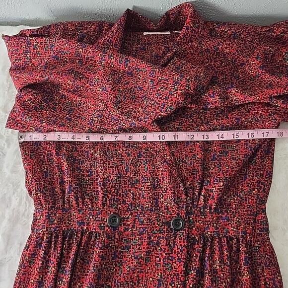 Liz Claiborne VTG Secretary Faux Wrap Red Geometric Dots 6P Dress 80s Career - Picture 3 of 12
